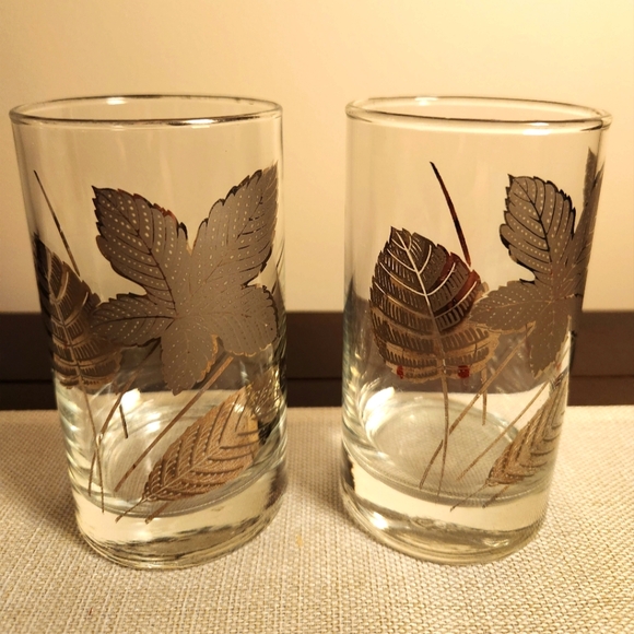 Libbey Other - Vintage Libbey Platinum Leaf Glasses - Set of 2